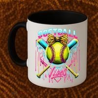 Softball Ice Cream Drip Coquette Bow Softball Vibes Coffee Mug thumb 2