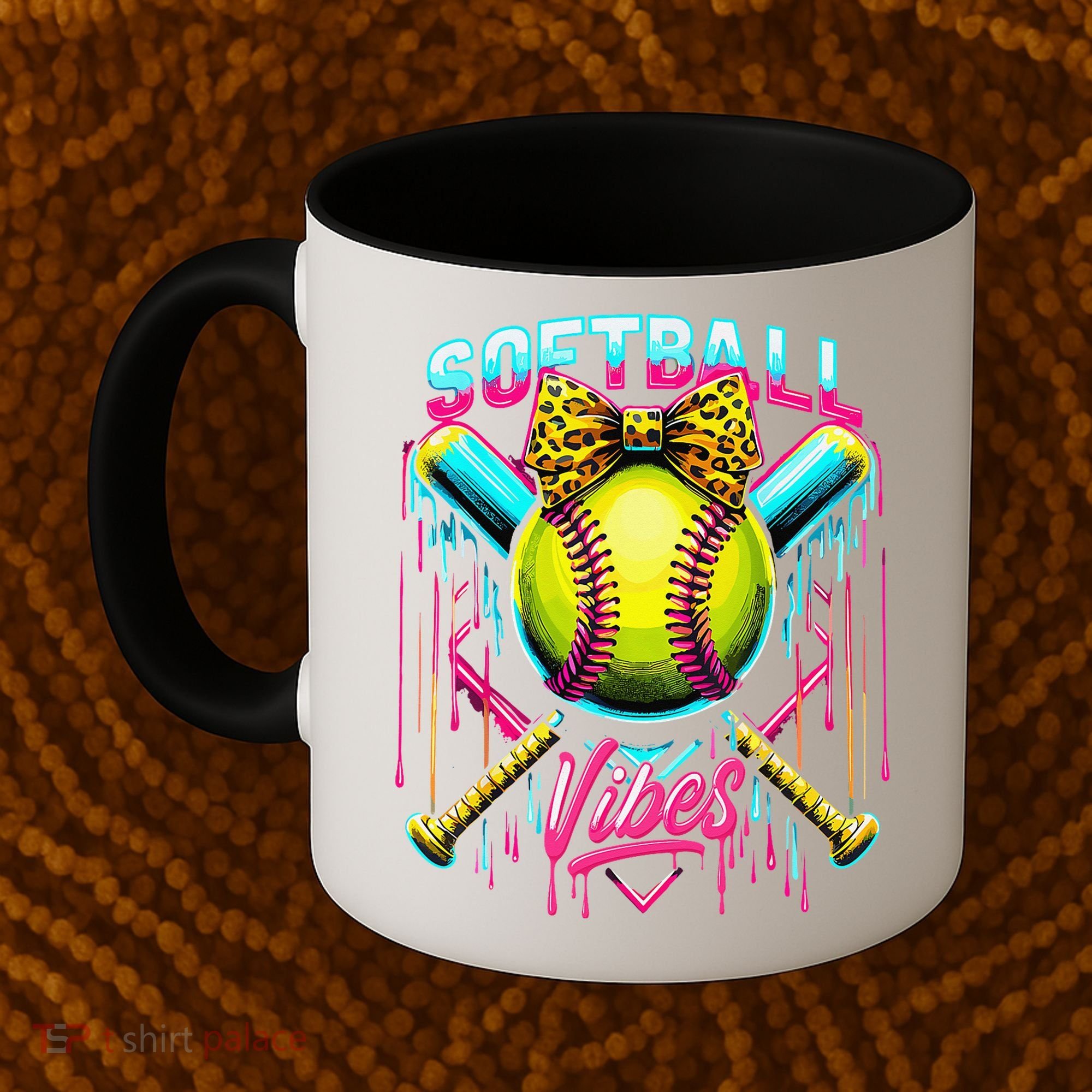 Softball Ice Cream Drip Coquette Bow Softball Vibes Coffee Mug