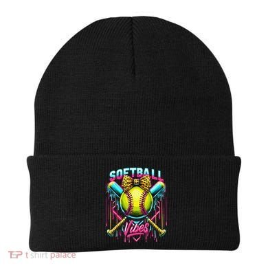 Softball Ice Cream Drip Coquette Bow Softball Vibes Beanie