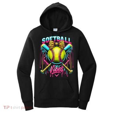 Softball Ice Cream Drip Coquette Bow Softball Vibes Women's Hoodie