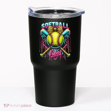 Softball Ice Cream Drip Coquette Bow Softball Vibes Tumbler