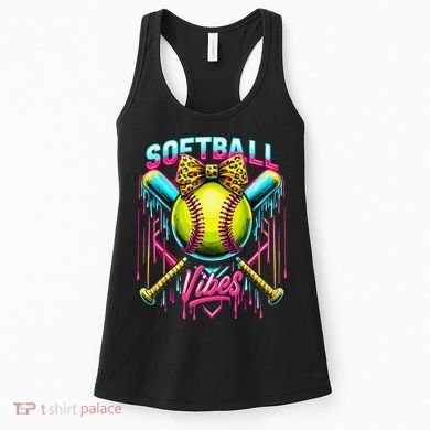 Softball Ice Cream Drip Coquette Bow Softball Vibes Women's Tank Top