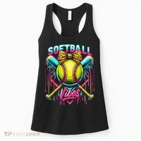 Softball Ice Cream Drip Coquette Bow Softball Vibes Women's Tank Top thumb 0