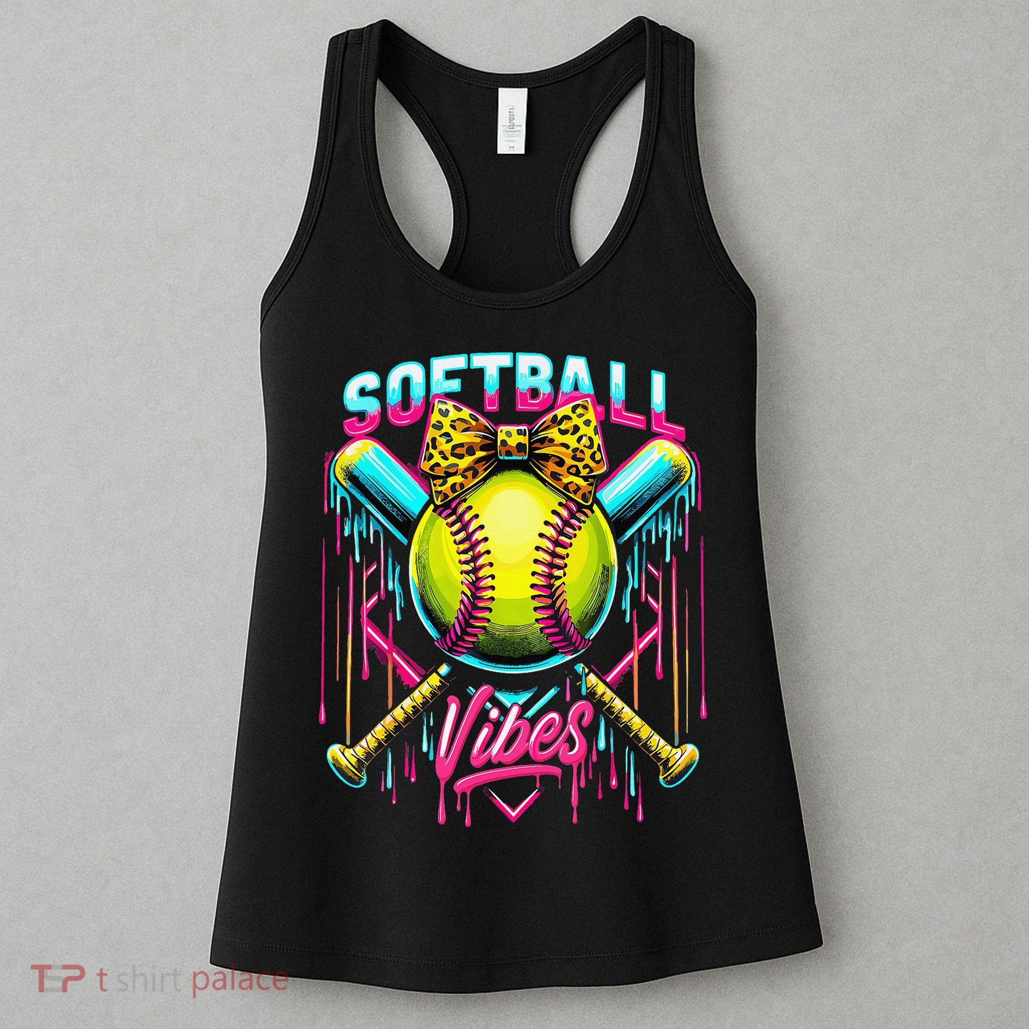 Softball Ice Cream Drip Coquette Bow Softball Vibes Women's Tank Top