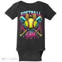 Softball Ice Cream Drip Coquette Bow Softball Vibes Baby Bodysuit thumb 0