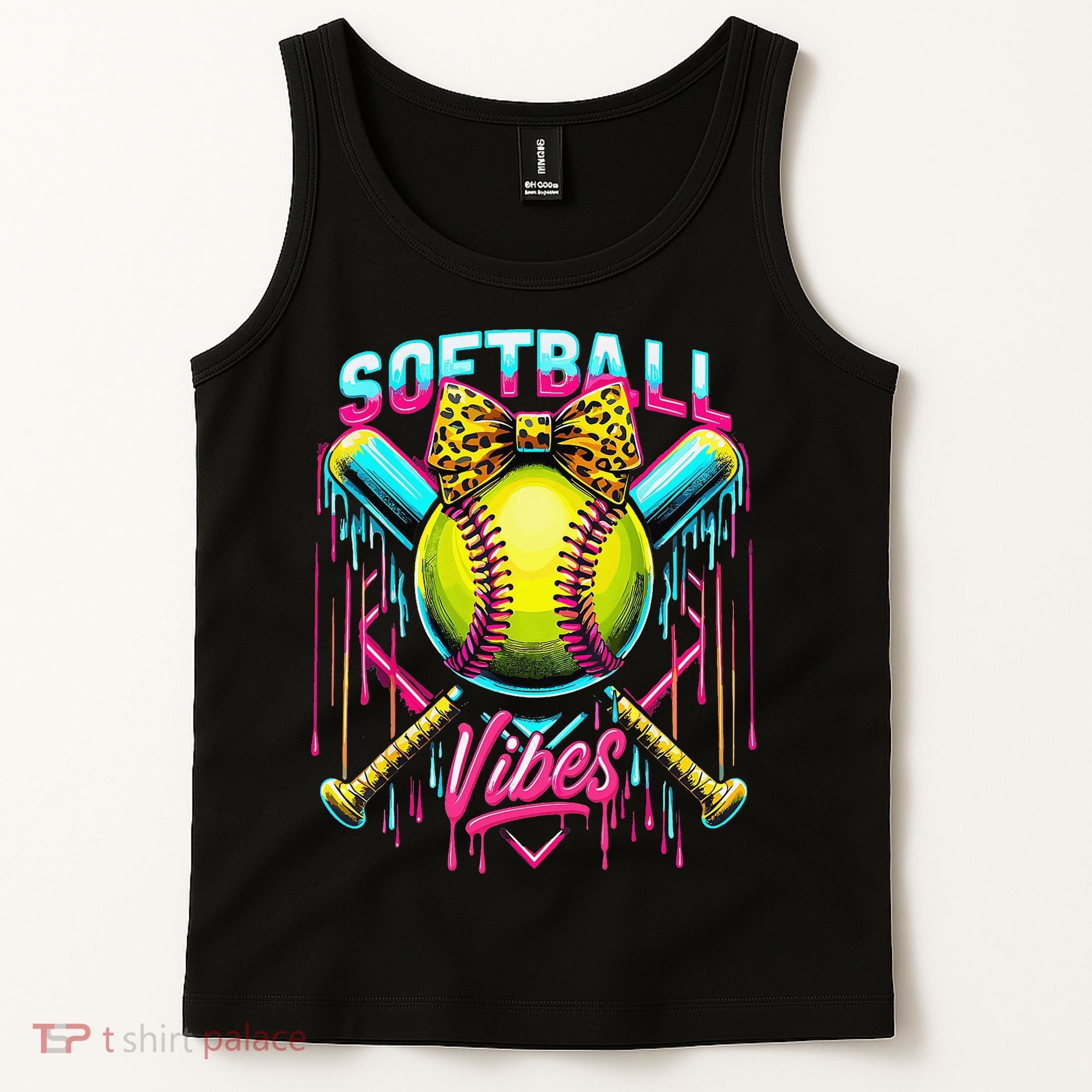 Softball Ice Cream Drip Coquette Bow Softball Vibes Tank Top