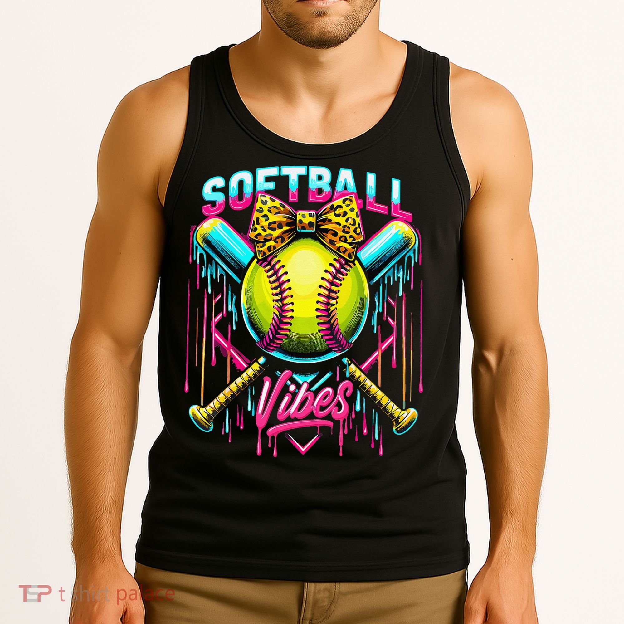 Softball Ice Cream Drip Coquette Bow Softball Vibes Tank Top