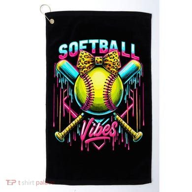 Softball Ice Cream Drip Coquette Bow Softball Vibes Golf Towel