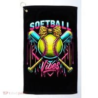 Softball Ice Cream Drip Coquette Bow Softball Vibes Golf Towel thumb 0