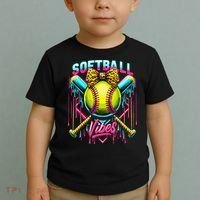 Softball Ice Cream Drip Coquette Bow Softball Vibes Toddler T-Shirt thumb 2