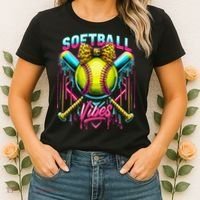 Softball Ice Cream Drip Coquette Bow Softball Vibes Women's T-Shirt thumb 2