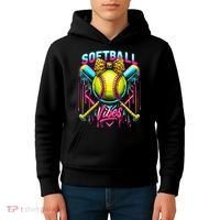 Softball Ice Cream Drip Coquette Bow Softball Vibes Kids Hoodie thumb 4