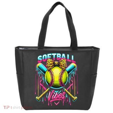 Softball Ice Cream Drip Coquette Bow Softball Vibes Tote Bag