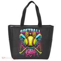 Softball Ice Cream Drip Coquette Bow Softball Vibes Tote Bag thumb 0