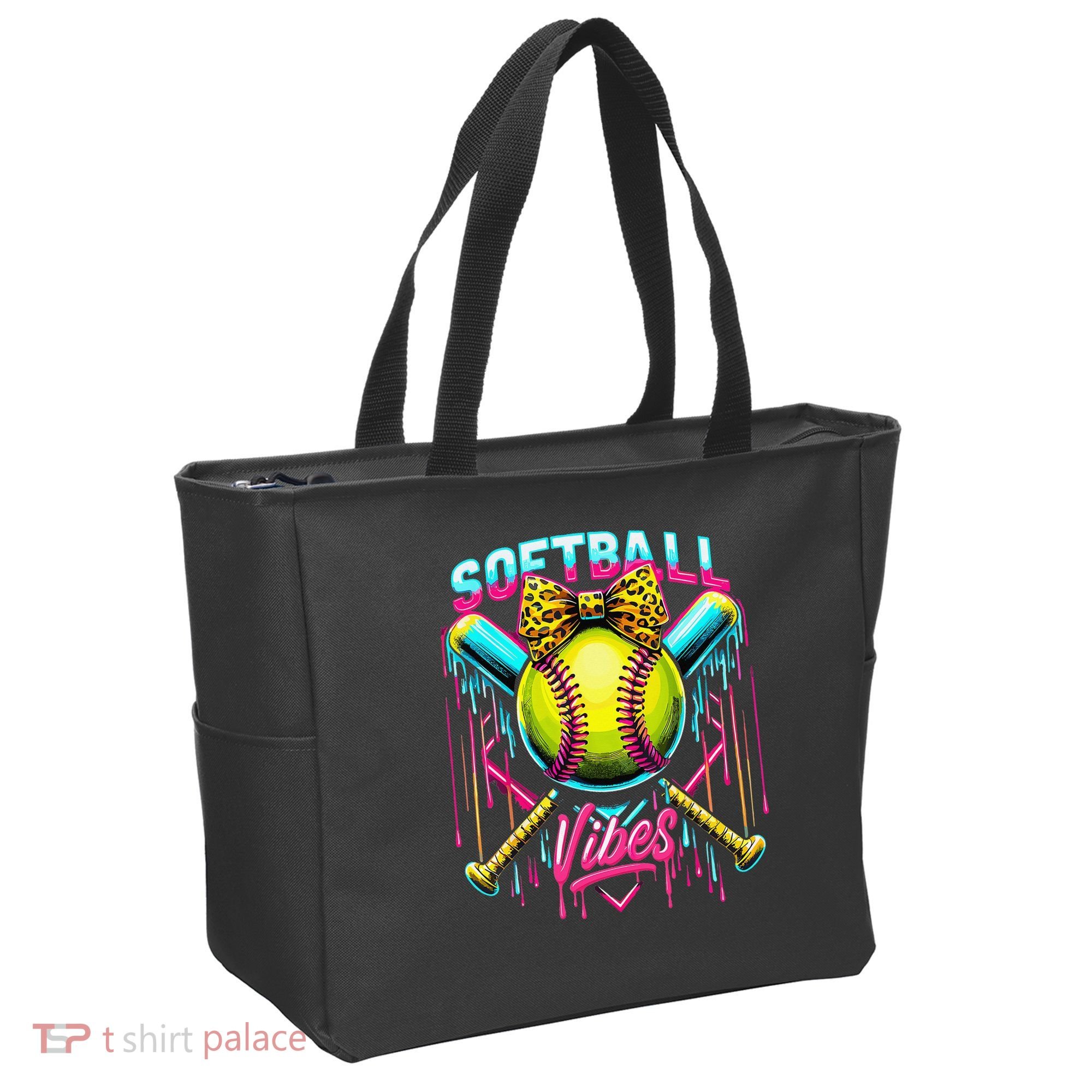 Softball Ice Cream Drip Coquette Bow Softball Vibes Tote Bag