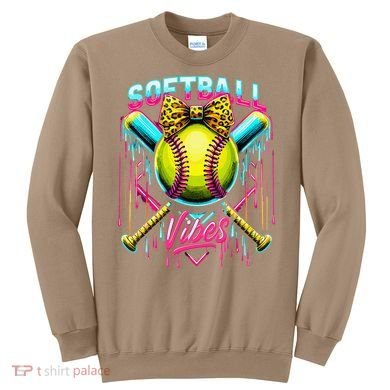 Softball Ice Cream Drip Coquette Bow Softball Vibes Sweatshirt