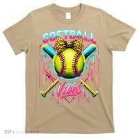 Softball Ice Cream Drip Coquette Bow Softball Vibes T-Shirt thumb 0