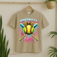 Softball Ice Cream Drip Coquette Bow Softball Vibes T-Shirt thumb 2