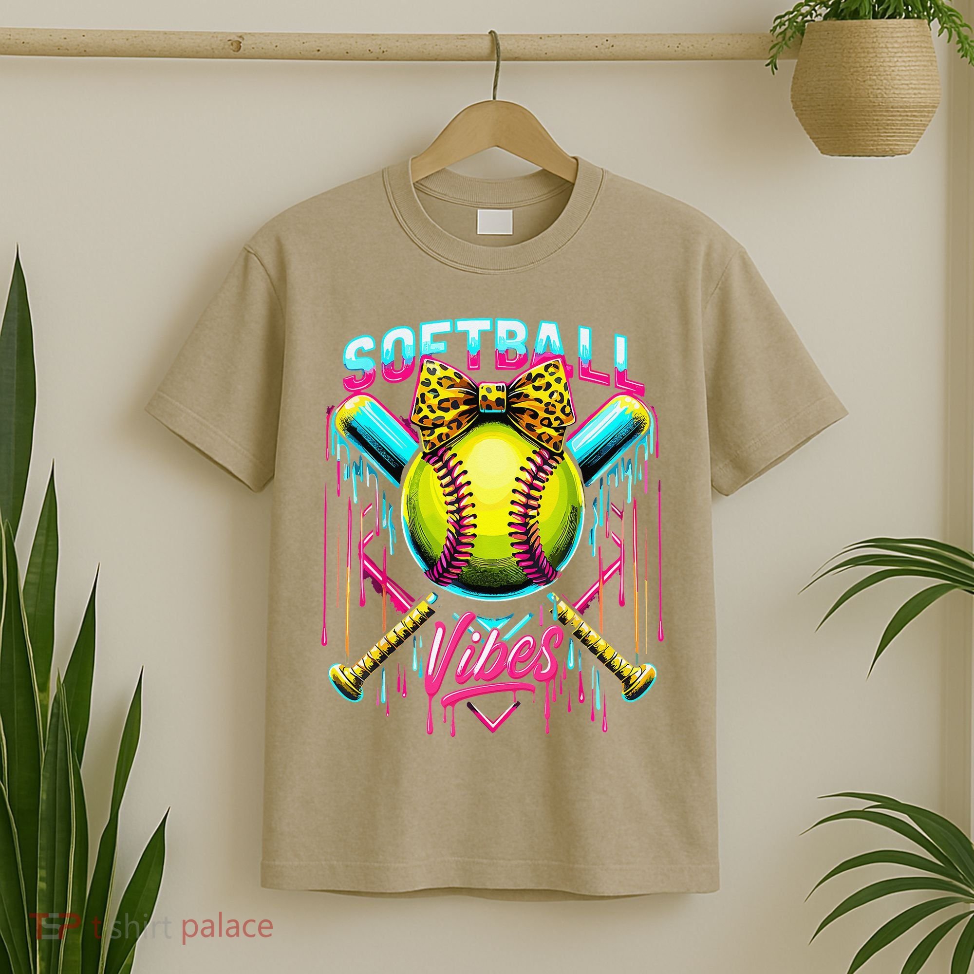 Softball Ice Cream Drip Coquette Bow Softball Vibes T-Shirt
