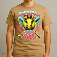 Softball Ice Cream Drip Coquette Bow Softball Vibes T-Shirt thumb 3