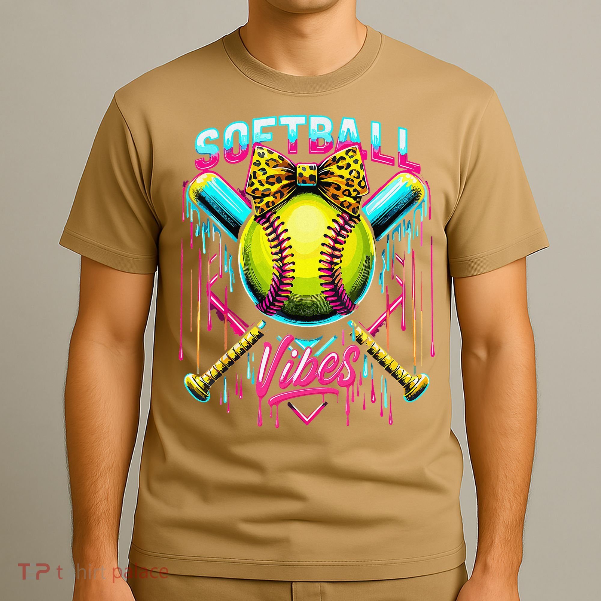 Softball Ice Cream Drip Coquette Bow Softball Vibes T-Shirt