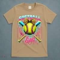 Softball Ice Cream Drip Coquette Bow Softball Vibes T-Shirt thumb 5