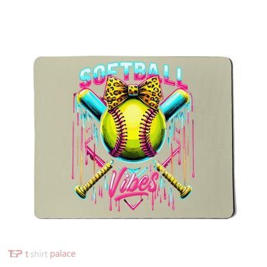 Softball Ice Cream Drip Coquette Bow Softball Vibes Mousepad