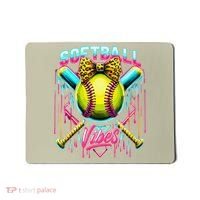 Softball Ice Cream Drip Coquette Bow Softball Vibes Mousepad thumb 0