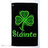 Slainte Irish Cheers Good Health St Patricks Day Slainte Golf Towel thumb 0