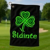 Slainte Irish Cheers Good Health St Patricks Day Slainte Golf Towel thumb 1