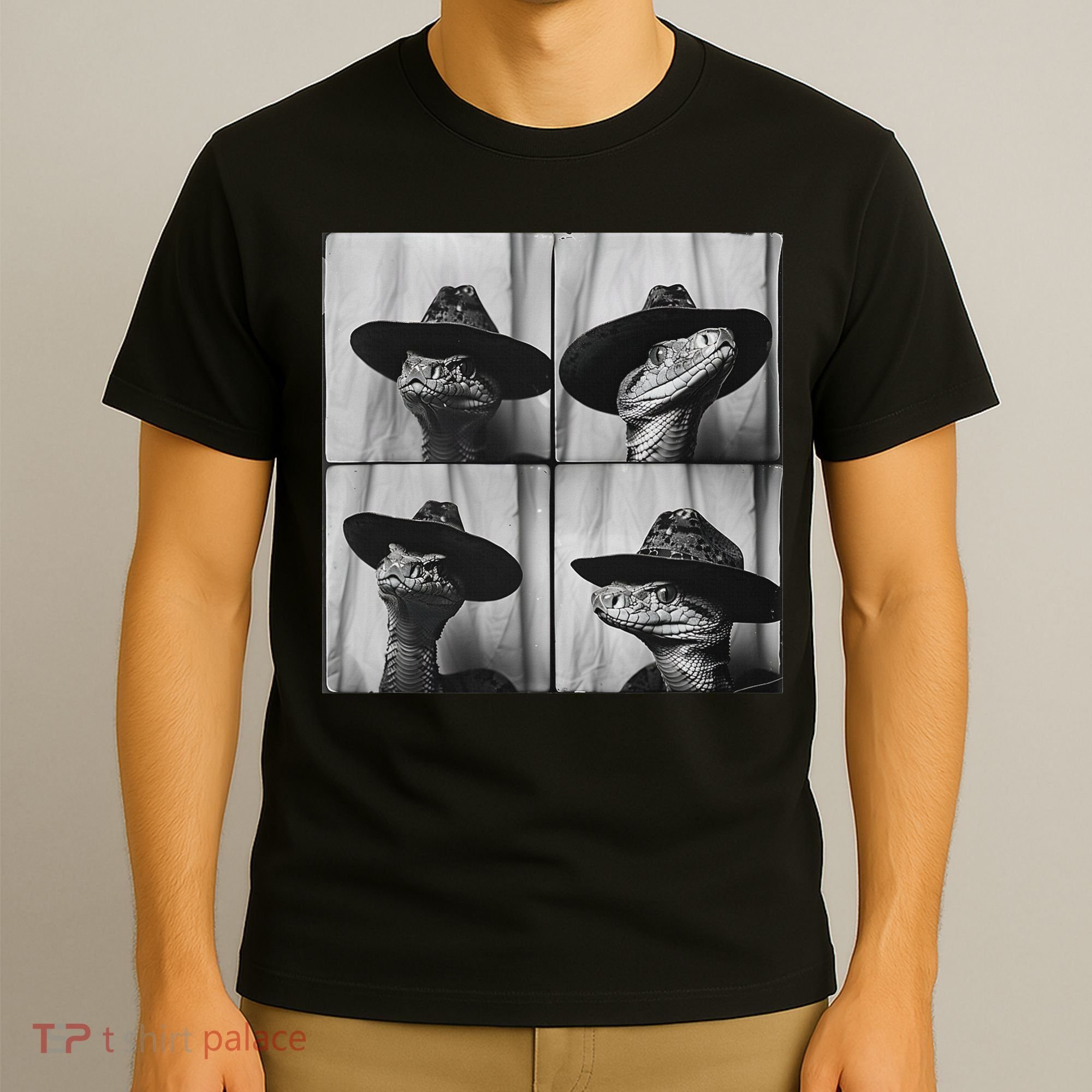 Snake In Cowboy Hat Funny Animal Photobooth Snake Owner T-Shirt