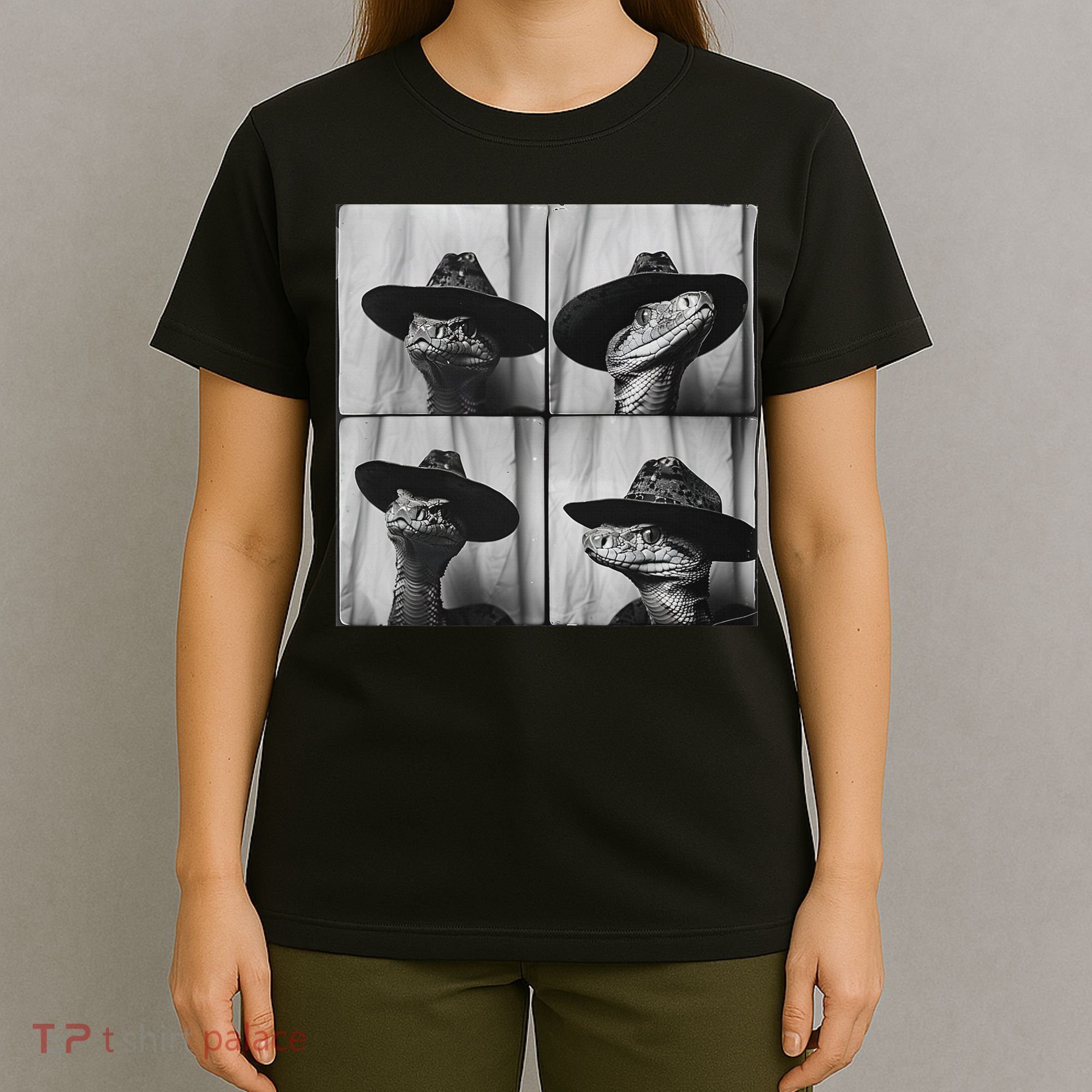 Snake In Cowboy Hat Funny Animal Photobooth Snake Owner T-Shirt