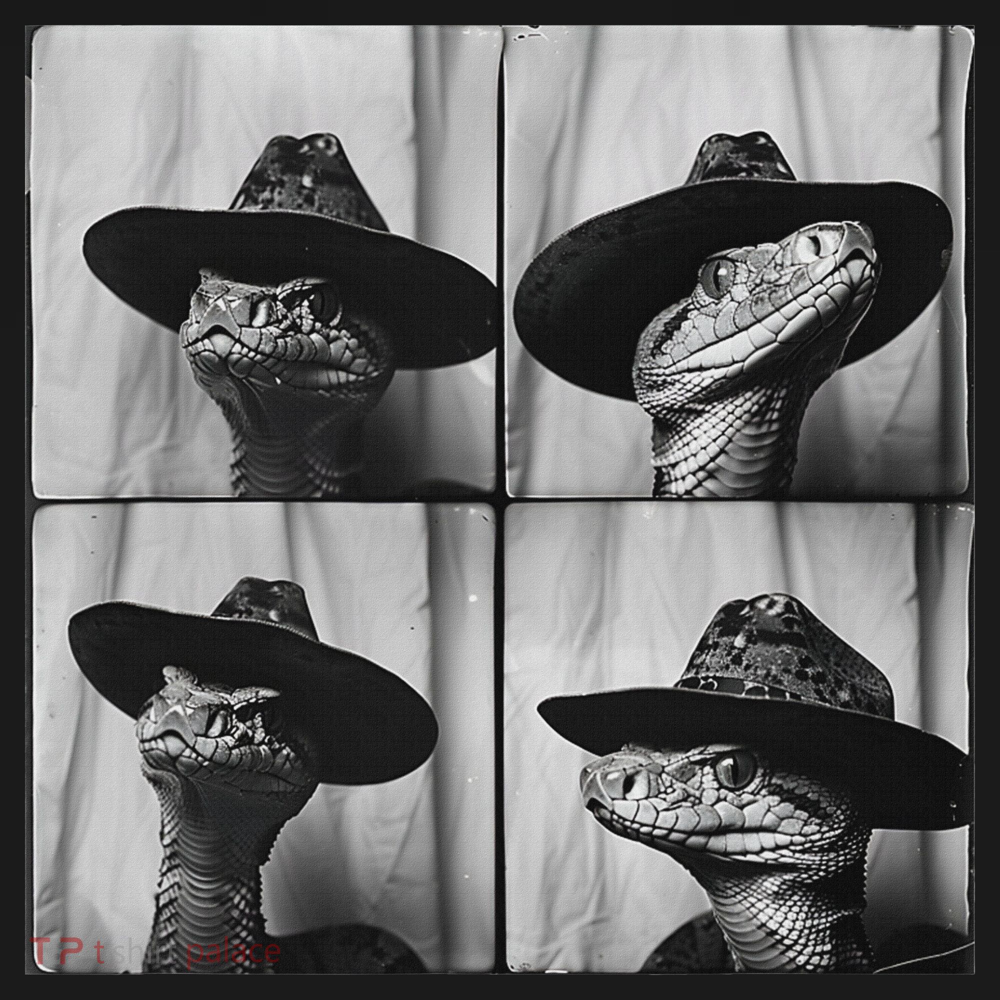 Snake In Cowboy Hat Funny Animal Photobooth Snake Owner T-Shirt