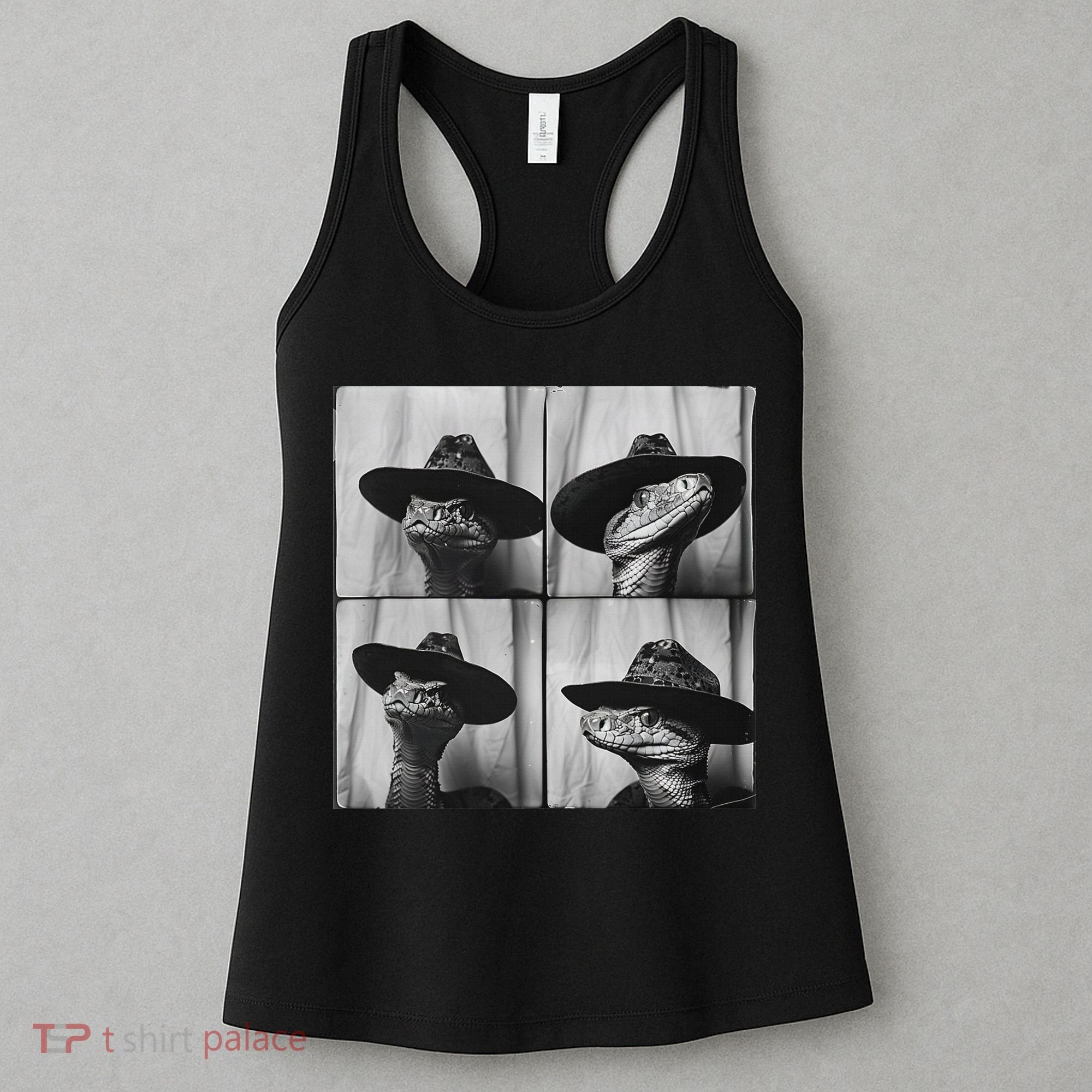Snake In Cowboy Hat Funny Animal Photobooth Snake Owner Women's Tank Top