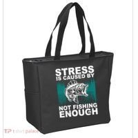 Stress Is Caused By Not Fishing Enough Tote Bag thumb 2