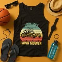 Sorry I CanT I Have Plans With Lawn Mower Cool Lawn Mowing Tank Top thumb 4