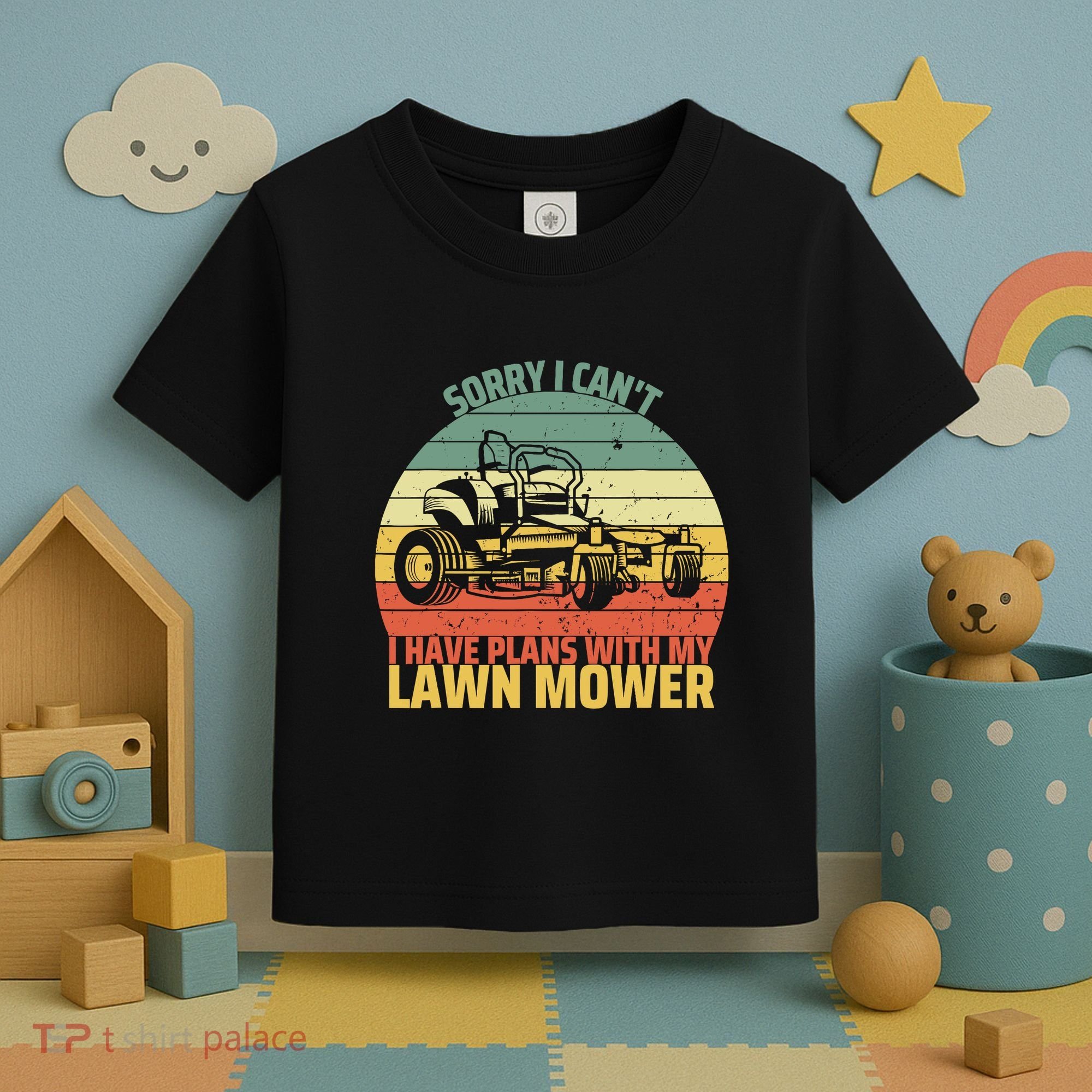Sorry I CanT I Have Plans With Lawn Mower Cool Lawn Mowing Toddler T-Shirt