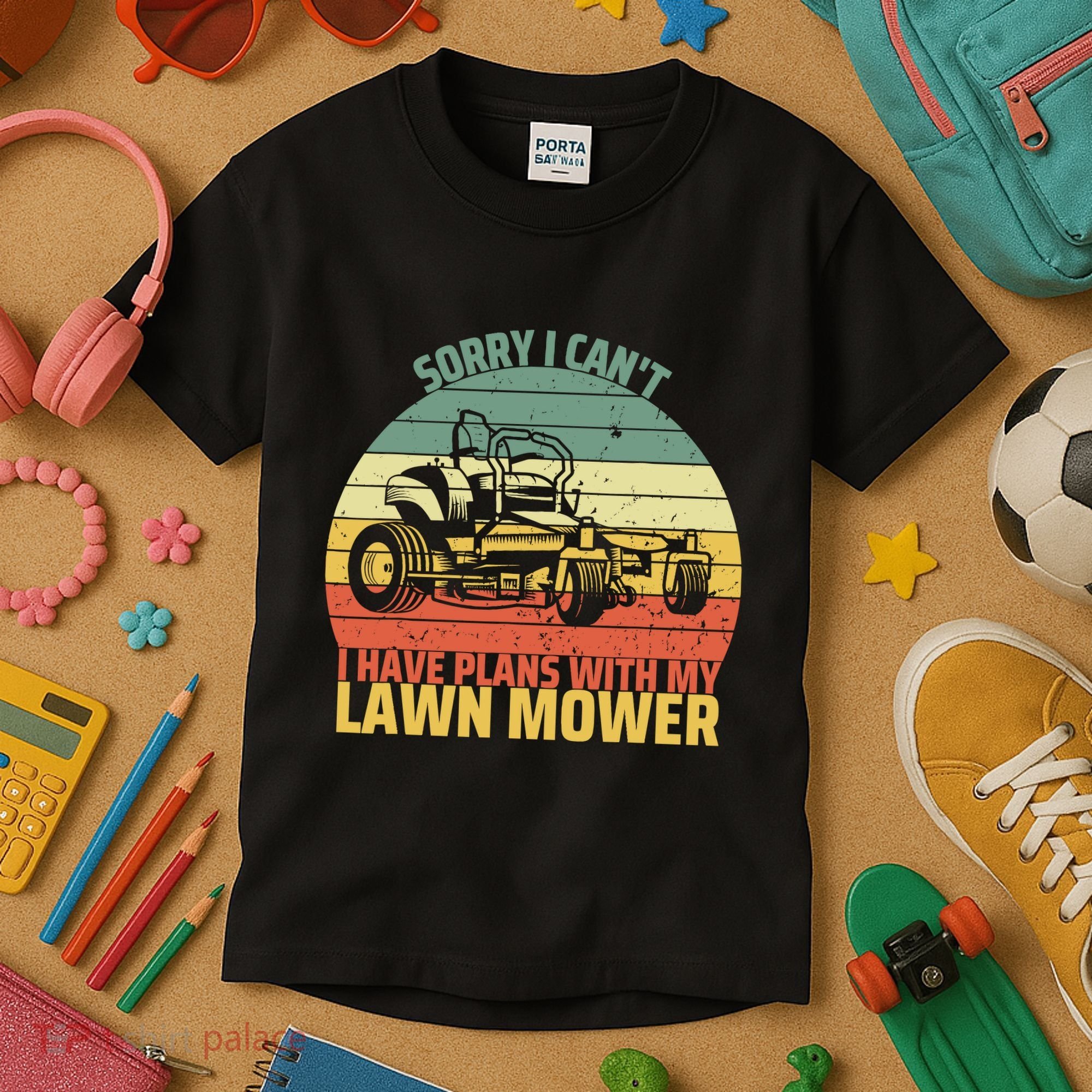 Sorry I CanT I Have Plans With Lawn Mower Cool Lawn Mowing Kids T-Shirt