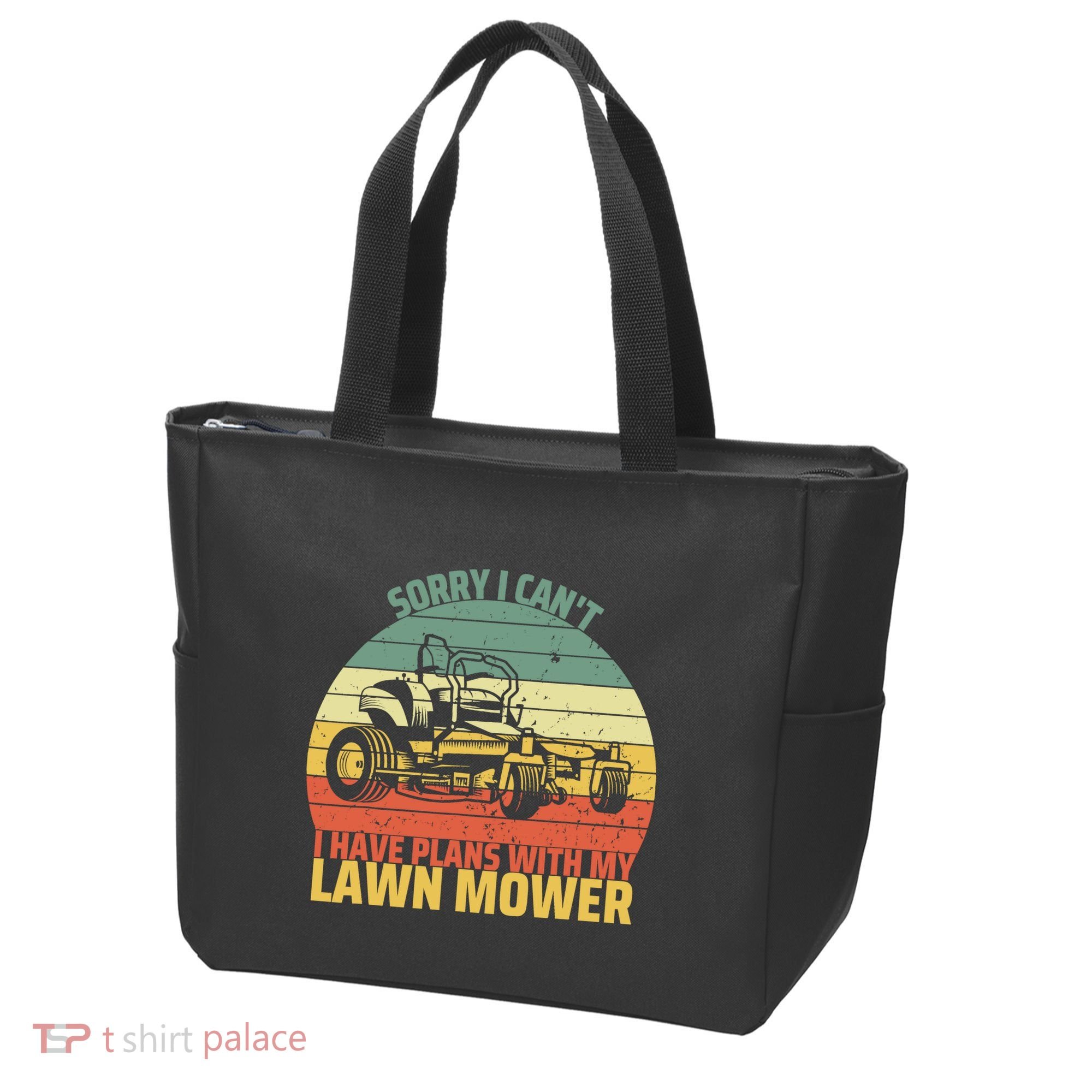 Sorry I CanT I Have Plans With Lawn Mower Cool Lawn Mowing Tote Bag