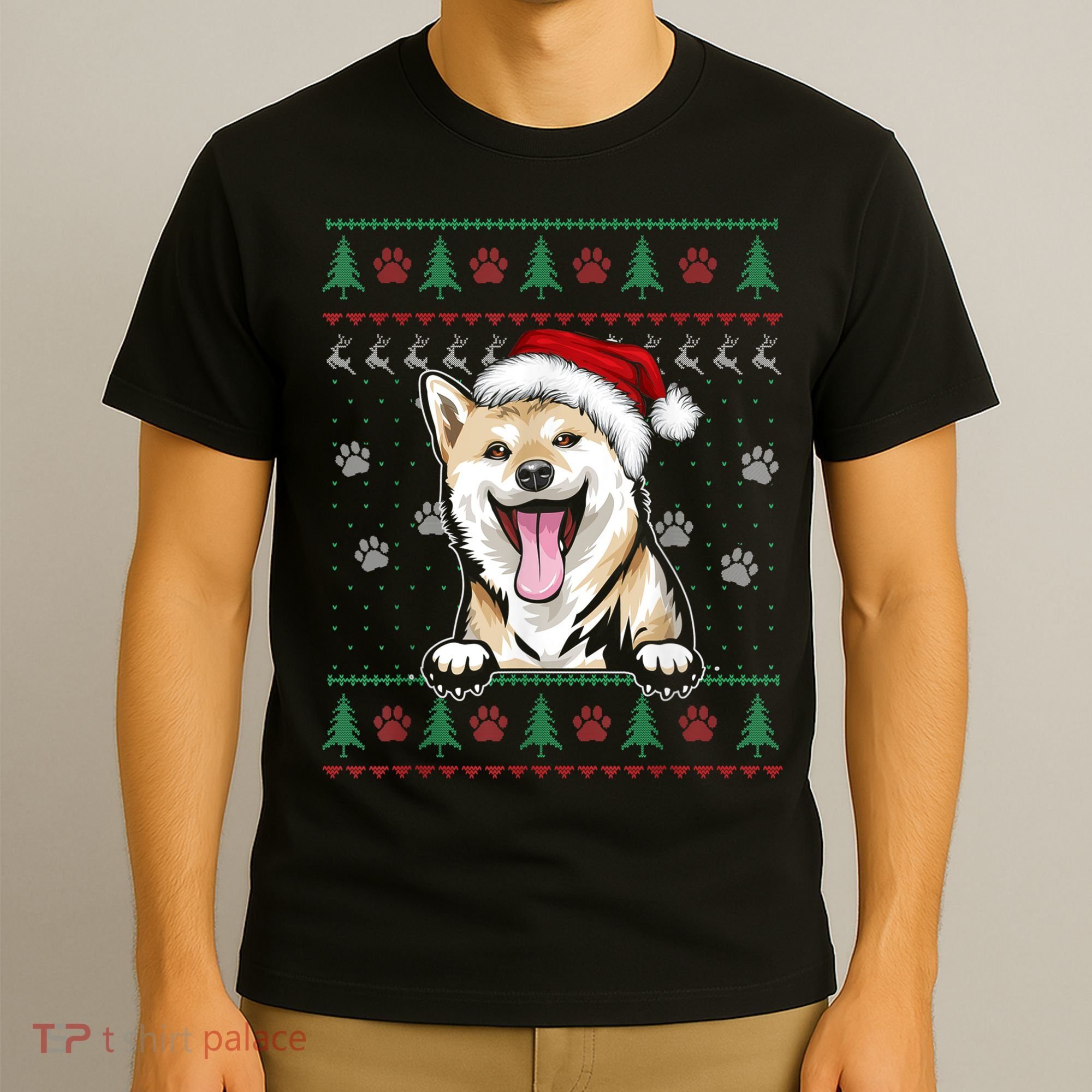 Shiba Inu Christmas Ugly Sweater Funny Dog Lover Xmas T-Shirt