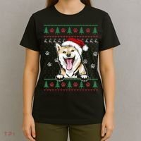 Shiba Inu Christmas Ugly Sweater Funny Dog Lover Xmas T-Shirt thumb 4