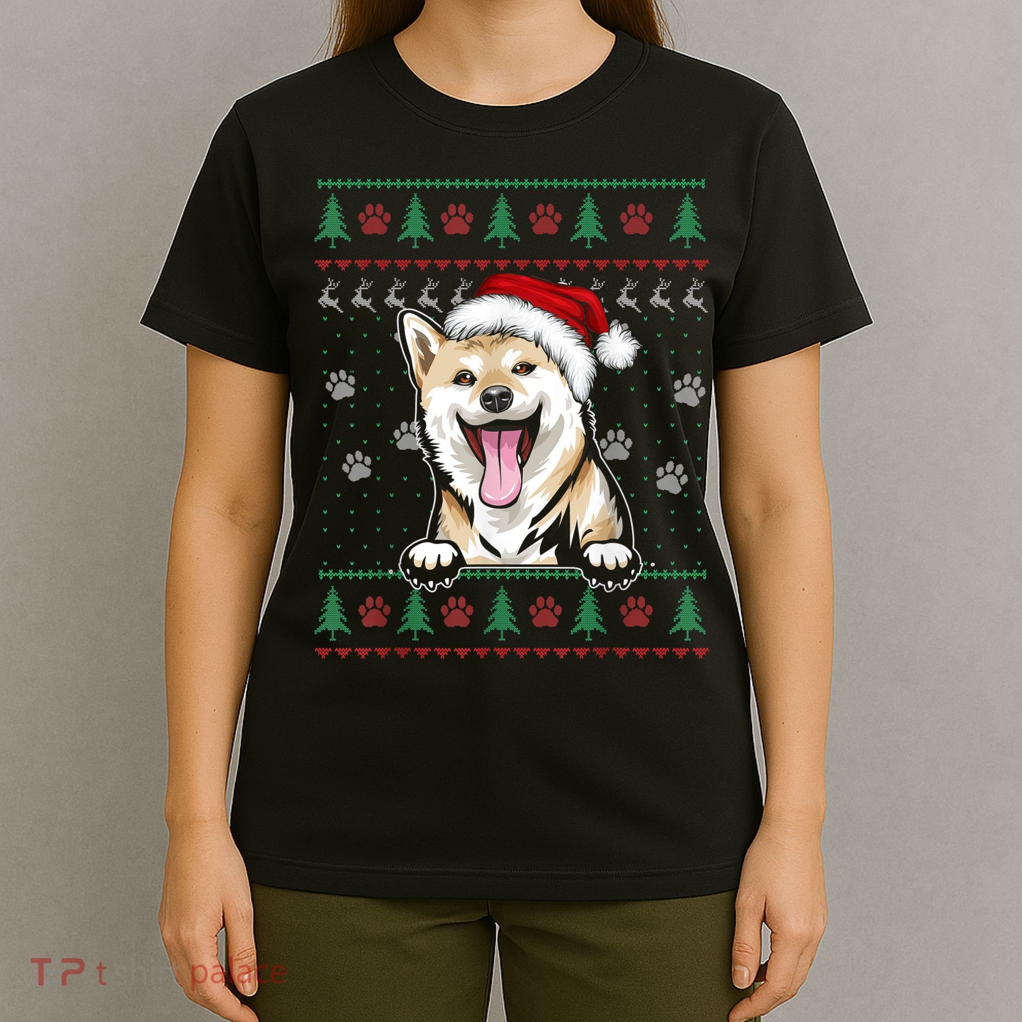 Shiba Inu Christmas Ugly Sweater Funny Dog Lover Xmas T-Shirt