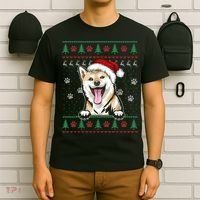 Shiba Inu Christmas Ugly Sweater Funny Dog Lover Xmas T-Shirt thumb 6