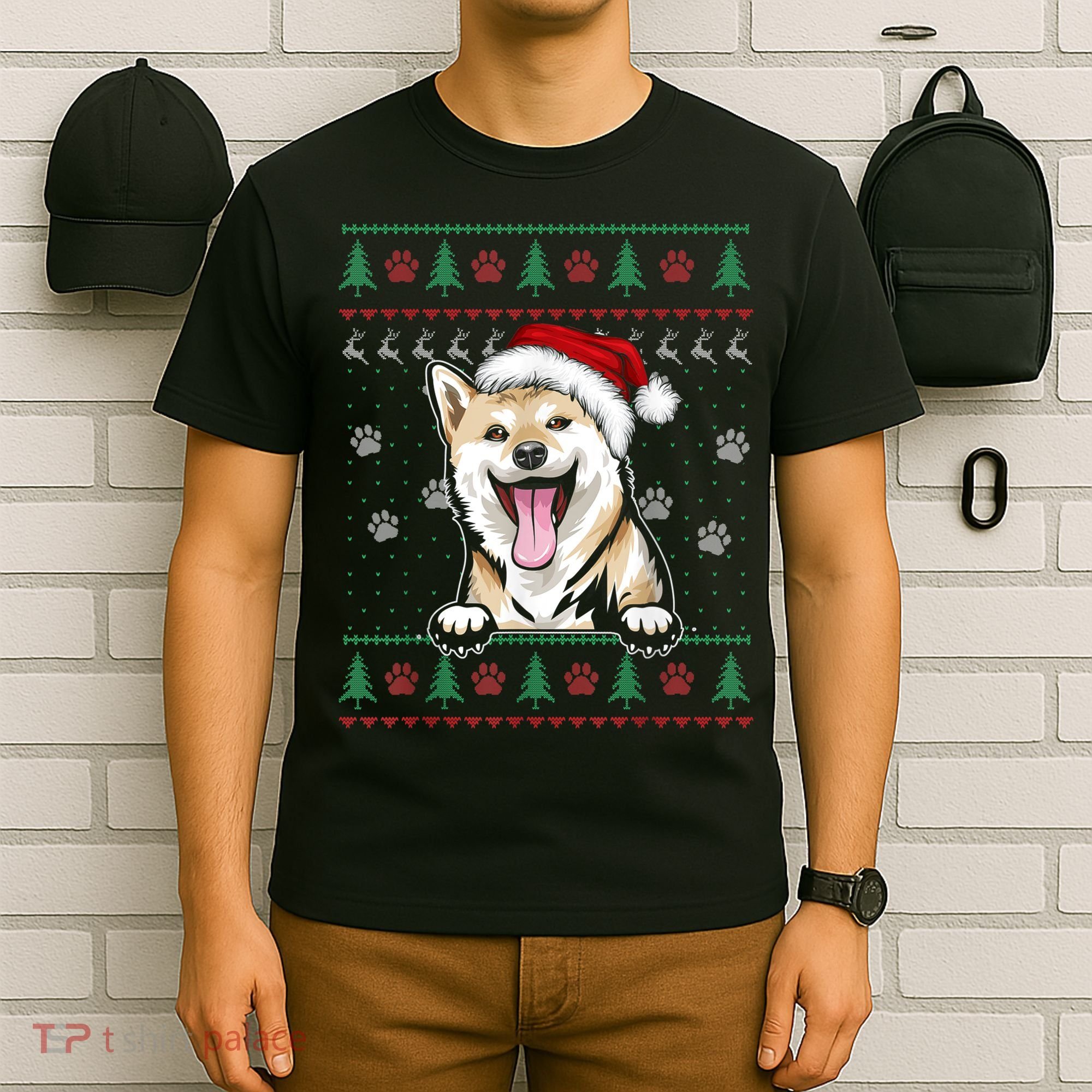 Shiba Inu Christmas Ugly Sweater Funny Dog Lover Xmas T-Shirt