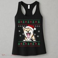 Shiba Inu Christmas Ugly Sweater Funny Dog Lover Xmas Women's Tank Top thumb 3