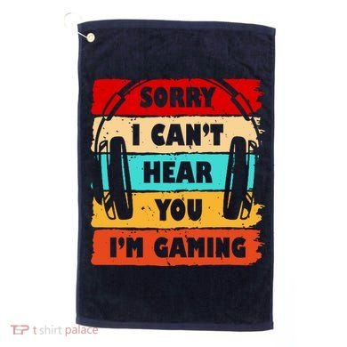 Sorry I Can't Hear You I'm Gaming Retro Golf Towel