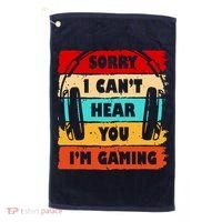 Sorry I Can't Hear You I'm Gaming Retro Golf Towel thumb 0