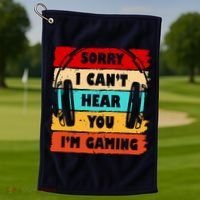 Sorry I Can't Hear You I'm Gaming Retro Golf Towel thumb 1