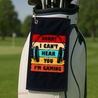 Sorry I Can't Hear You I'm Gaming Retro Golf Towel thumb 2