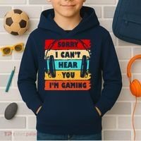 Sorry I Can't Hear You I'm Gaming Retro Kids Hoodie thumb 2